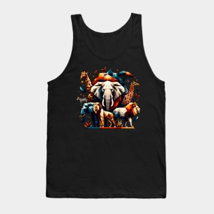 Savannah Mosaic: Geometric Wildlife Safari Tank Top